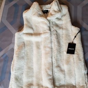 DKNY Ivory Faux Fur Vest